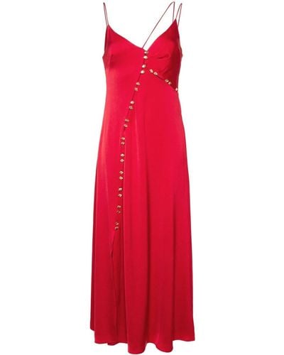 Aje. Riddle Satin Button-down Dress - Red