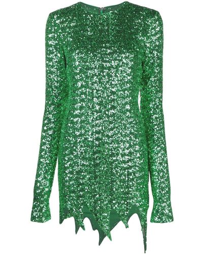 The Attico Sequin-embellished Minidress - Green