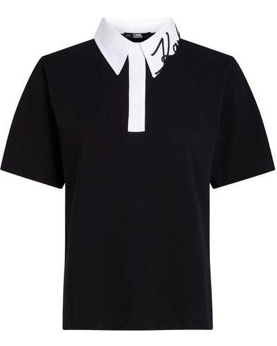 Karl Lagerfeld ロゴ ポロシャツ - ブラック