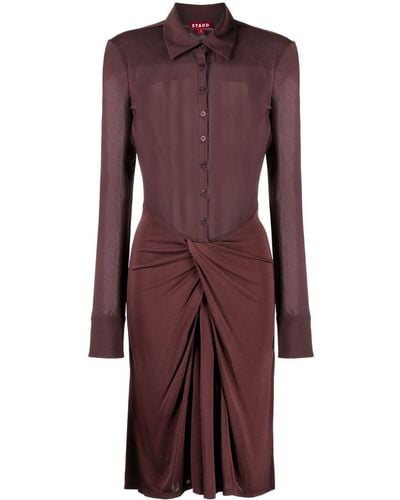 STAUD Brendan Draped-detail Dress - Purple