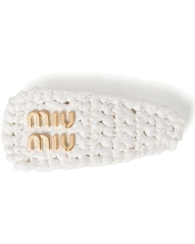 Miu Miu ロゴ ヘアクリップ - ホワイト