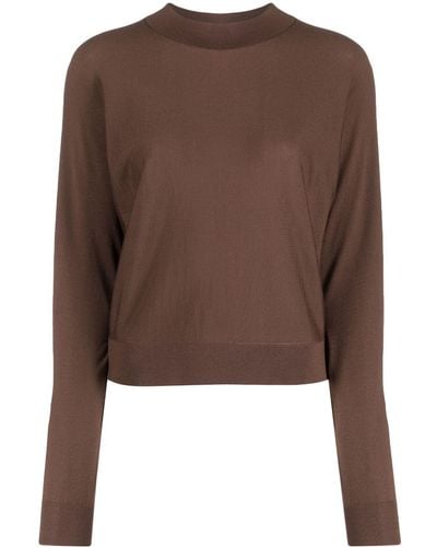 Theory Mock-neck Knitted Sweater - Brown