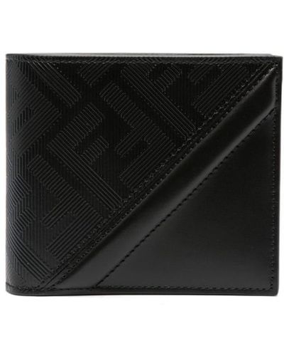 Fendi Cartera plegable con logo en relieve - Negro