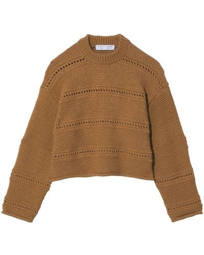 Proenza Schouler Striped Open-knit Crew-neck Sweater - Brown
