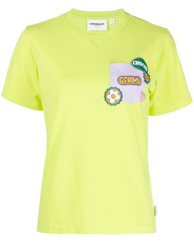 Chocoolate T-Shirt mit Logo-Patch - Gelb