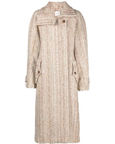 Alysi Mélange-effect Single-breasted Maxi Coat - Natural