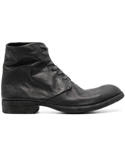 A Diciannoveventitre Round-toe Leather Boots - Black