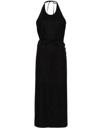 Baserange Apron Silk Wrap Dress - Black