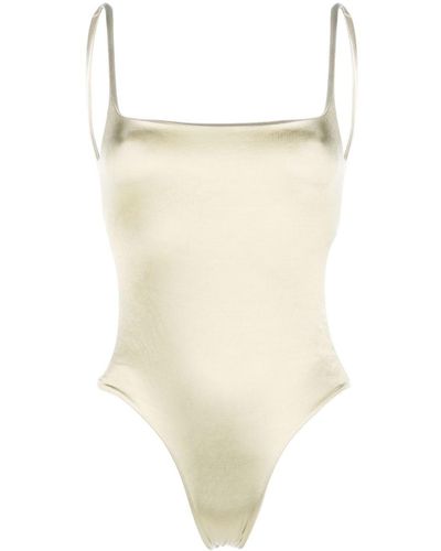 Isa Boulder Spaghetti-straps Open-back Bodysuit - Natural