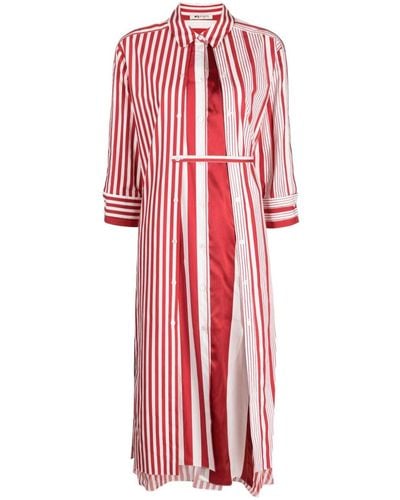 Ports 1961 Robe-chemise rayée à design superposé - Rouge