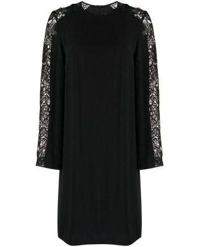 Paule Ka Lace-detail Long-sleeved Minidress - Black