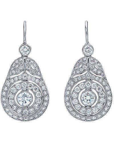 Kwiat Boucles d'oreilles pendantes Splendor Concentric en or blanc 18ct ornées de diamants - Métallisé