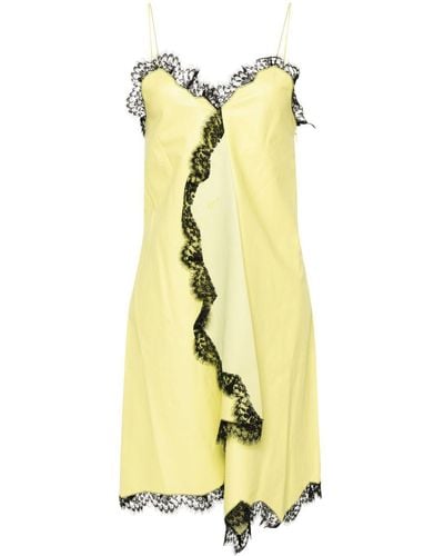 Off-White c/o Virgil Abloh Kleid mit Spitzendetail aus Leder - Gelb