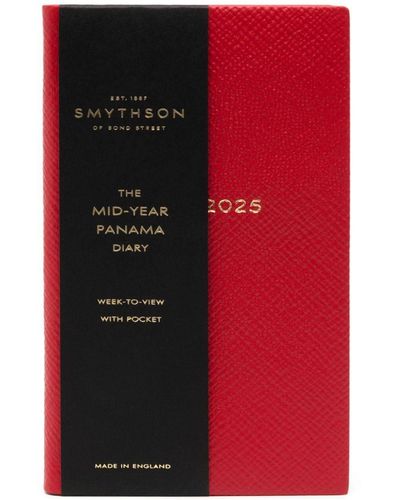 Smythson Agenda de la semaine Panama (14 cm x 9 cm) 2024-2025 - Rouge