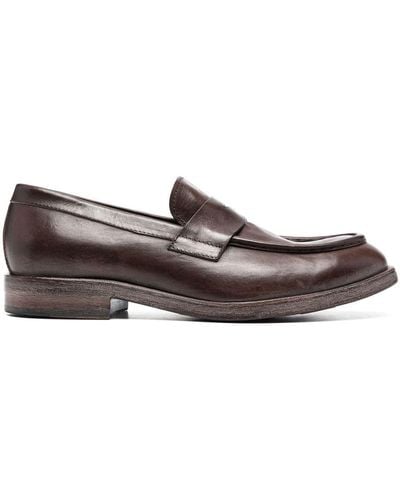 Moma Round Toe Leather Loafers - Brown