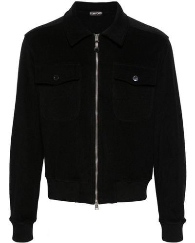 Tom Ford Towelling Zip-up Shirt Jacket - Black