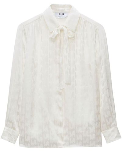 MSGM Devoré-effect Long-sleeve Shirt - White
