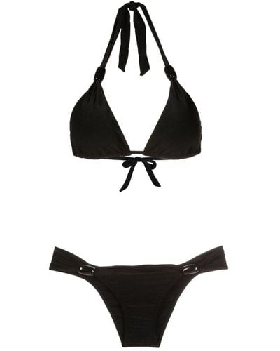Adriana Degreas Deco Bead-detailing Triangle Bikini - Black