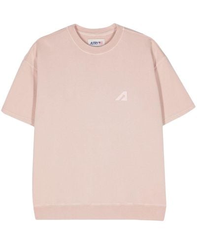 Autry Logo-print Cotton T-shirt - Pink