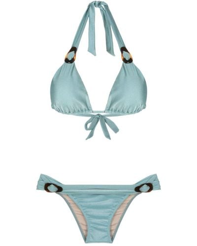Adriana Degreas Halterneck Triangle Bikini - Blue