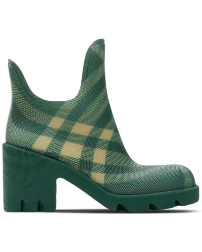 Burberry Check Rubber Marsh Heel Boots 65 - Green