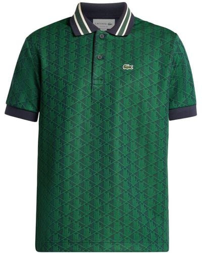 Lacoste Geometric Pattern Logo-appliqué Polo Shirt - Green