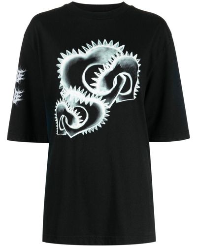 we11done T-Shirt mit grafischem Print - Schwarz