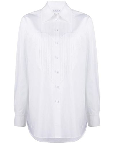 Area Heart-bib Tuxedo Cotton Shirt - White