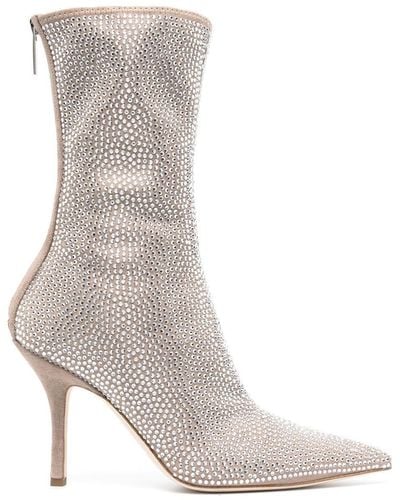 Paris Texas Crystal-embellished 105mm Pointed Boots - White