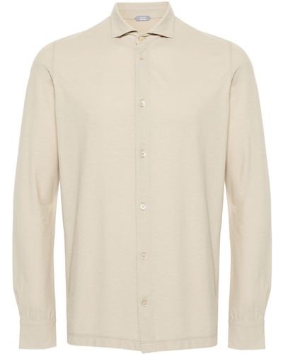 Zanone Long-sleeve Cotton Shirt - Natural