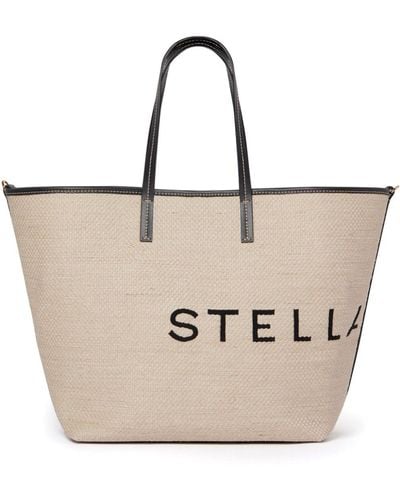 Stella McCartney Shopper mit Jacquard-Logo - Natur