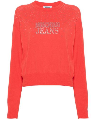 Moschino Jeans Logo-embellished Crew-neck Sweater - Red