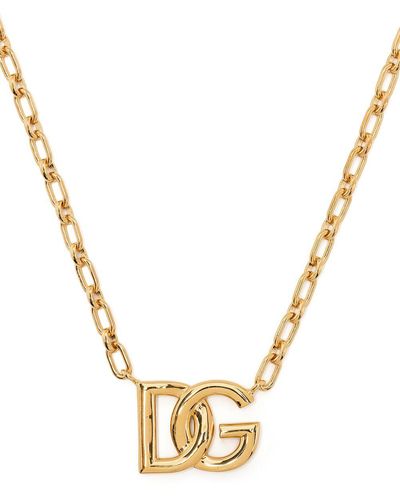Dolce & Gabbana Collier en chaîne à logo DG - Métallisé