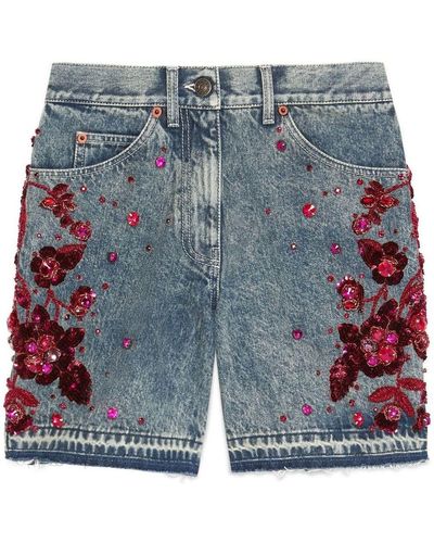 Gucci Jeans-Shorts mit Pailletten - Blau