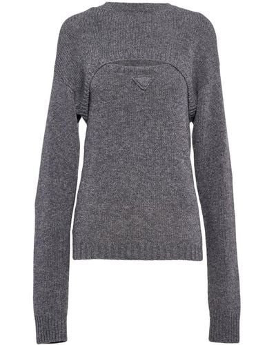 Prada Layered Wool Sweater - Gray