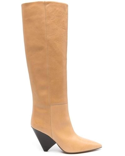 Isabel Marant 90mm Knee-high Leather Boots - White