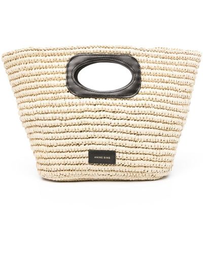 Anine Bing Mogeh Raffia Tote Bag - Metallic