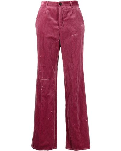DSquared² Pantalones de terciopelo con logo bordado - Rojo