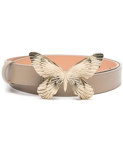 Blumarine Butterfly-buckle Leather Belt - Natural