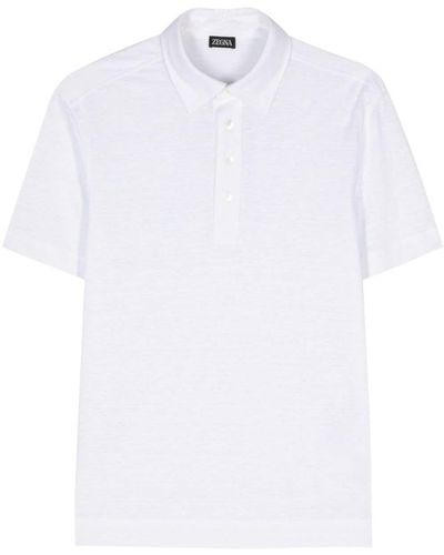 Zegna Short-sleeves Linen Polo Shirt - White