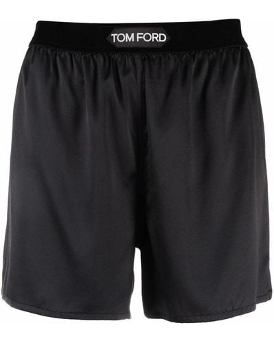 Tom Ford Pantalones cortos de deporte con logo - Negro