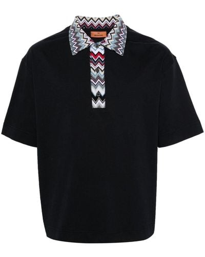 Missoni Zigzag-woven Polo Shirt - Black