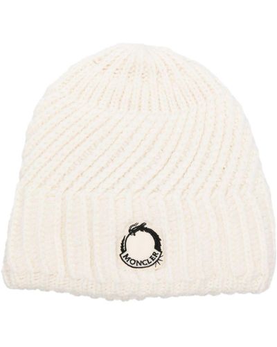 Moncler Logo-patch Ribbed Beanie - Natural