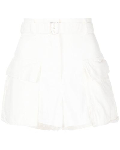 Sacai Cargo-pocket Belted Shorts - White