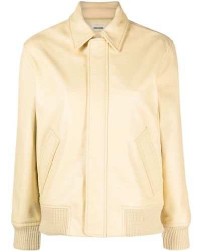 Zadig & Voltaire Kaia Leather Bomber Jacket - Natural