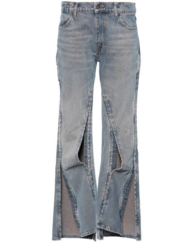 Y. Project Hook And Eye Low-Waisted Flared Jeans - Blue