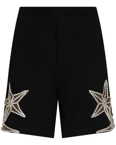 DSquared² Crystal-embellished Cotton Shorts - Black