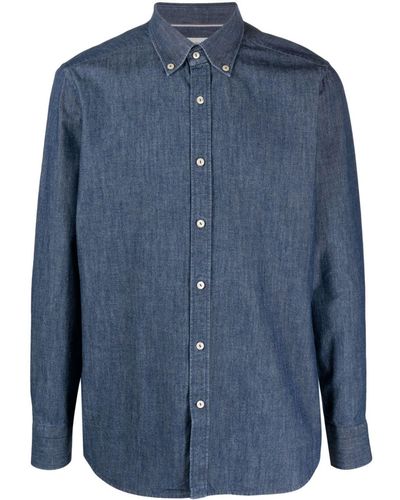 Tintoria Mattei 954 Button Down-collar Denim Shirt - Blue
