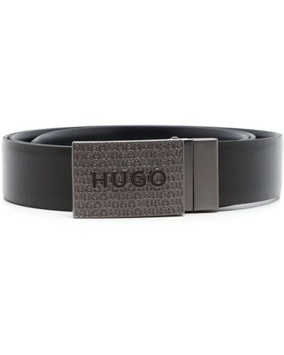 HUGO Guan Logo-buckle Leather Belt - Black
