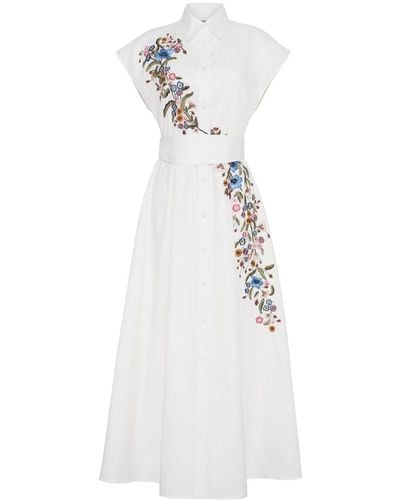 Adam Lippes Dejeuner Floral-embroidered Shirtdress - White